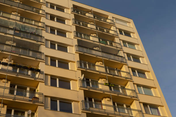 istock Residential Building with Balconies and Windows Against Sky Background 2196014396