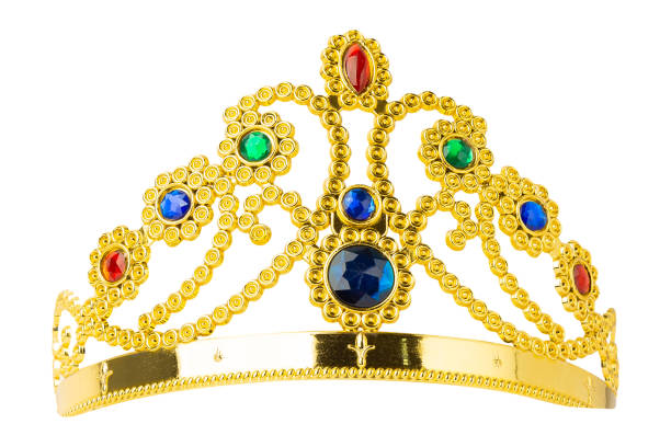 istock Realistic Golden Crown isolated on white background with clipping path 2196016583