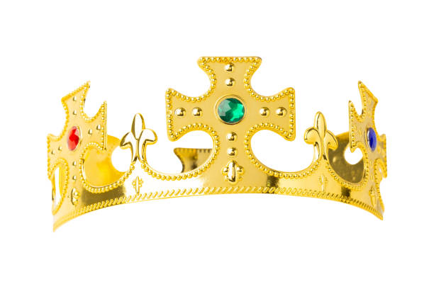istock Realistic Golden Crown isolated on white background with clipping path 2196016585
