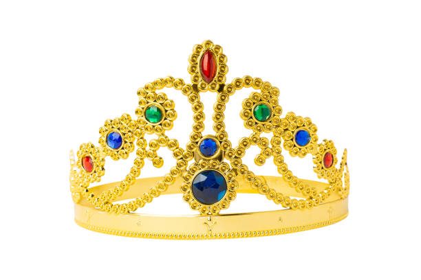 istock Realistic Golden Crown isolated on white background with clipping path 2196016587