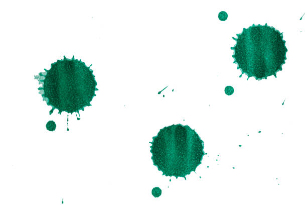 Ink green drop color splash  isolated on white background , artistic  surface of design style
