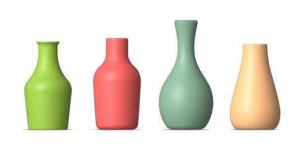 istock Unique ceramic vases collection in vibrant colors and shapes 2196027490