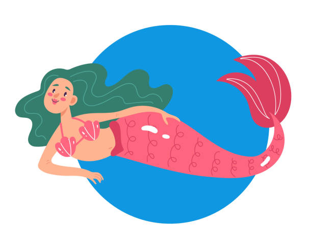 istock Princess marine mermaid character underwater isolated set collection concept. Vector graphic design element illustration 2196030671