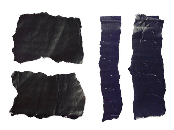 istock Pieces of torn or cut black paper, design elements isolated on transparent background. 2196034201