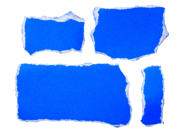 istock Pieces of torn or cut blue paper, design elements isolated on transparent background. 2196034210