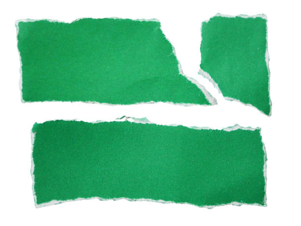 istock Pieces of torn or cut green paper, design elements isolated on transparent background. 2196034256