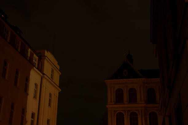 istock A night street scene with illuminated historical buildings under a dark sky 2196038189