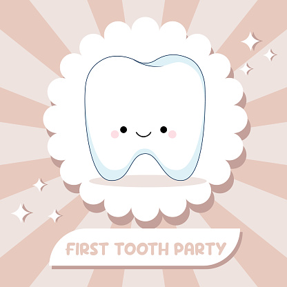 First Tooth Invitations The First Tooth Is A Party For The Baby Invitation Template Banner Boho ...