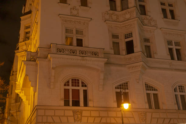 istock A large white building with a balcony and a sign proprietor 2196038781