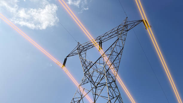 istock Electricity Flow Through Towers with Radiant Wires 2196039675