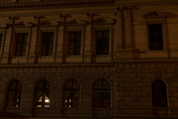 istock An Atmospheric and Dimly Lit Historic Building Facade Beautifully At Night 2196040079