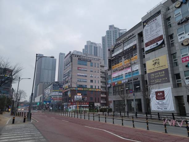 istock Cheongju Street and Apartment 2196040837