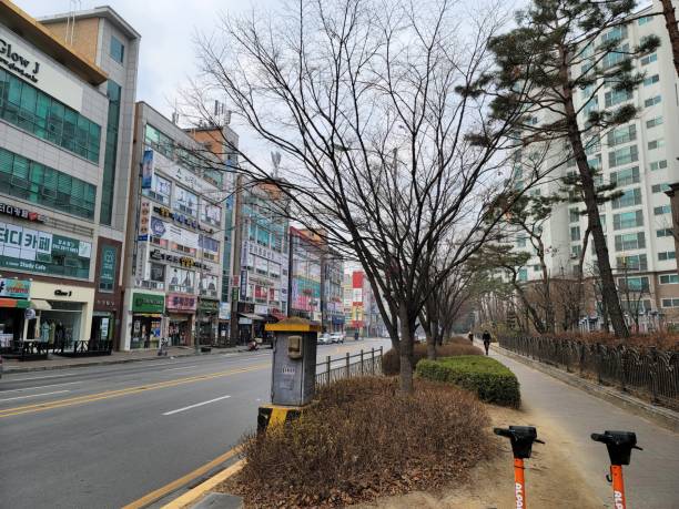istock Cheongju Street and Apartment 2196040969