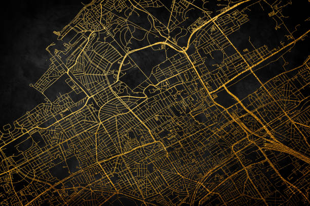 istock Den Haag, Netherlands on a map, selective focus golden city street Map on abstract background. 2196049945