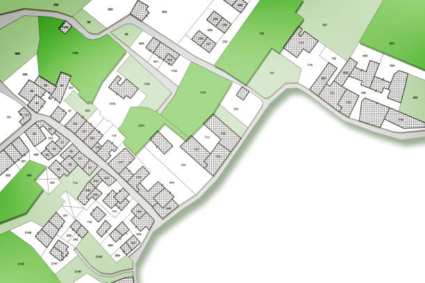 istock Imaginary cadastral map of territory with public parks and natural green land - Image with copy sapce 2196050844