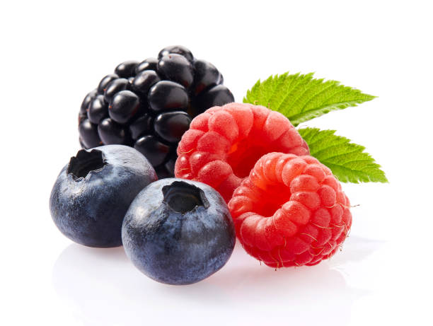 istock Mix berries with leaves in closeup 2196050894