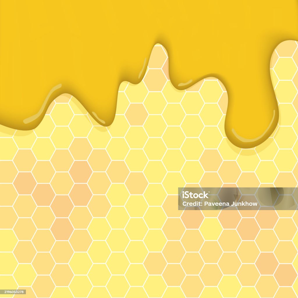 Simple Honey Pattern Liquid Honey Pattern Honeycombs And Honey Drops Syrup Natural Yellow ...