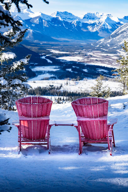 istock Park chairs Banff National Park view tourist attractions. 2196055470
