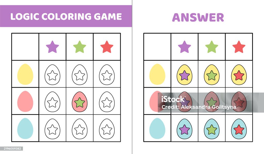 Logic Color Game Logic Coloring Game With Easter Egg Color The Egg In Correct Color ...