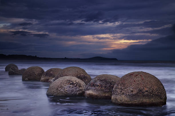 Moeraki Boulders at sunrise, South Island, New Zealand