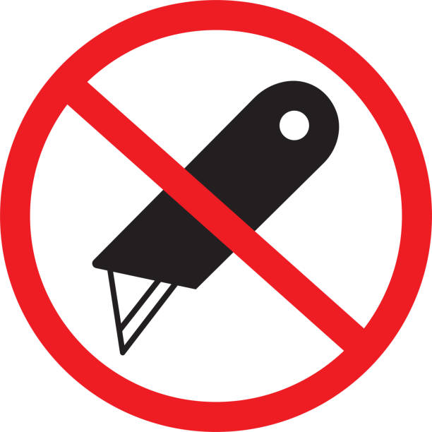 Prohibited Sign Do Not Cut With Cutter Stock Illustration