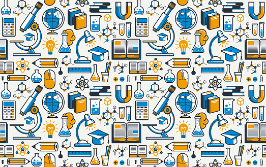 Education Seamless Background Vector Endless Pattern Wallpaper With A ...