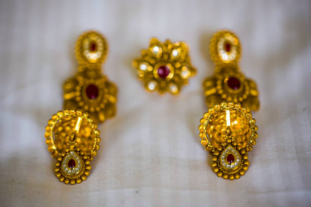 Indian bride's wedding jewelry close up