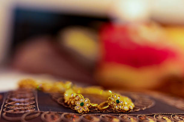 Indian bride's wedding jewelry close up