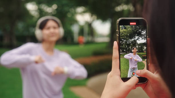 istock Influencer girl having fun dancing. 2196071286
