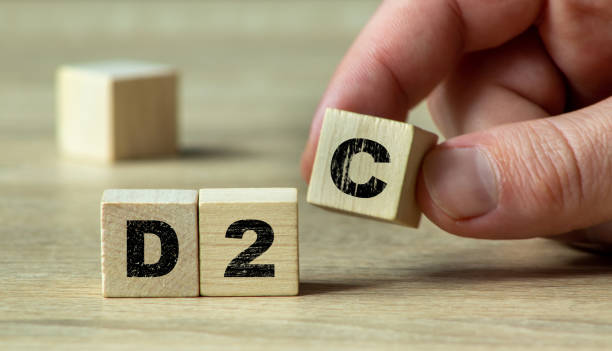 istock A hand arranging wooden blocks to form the acronym D2C, symbolizing direct-to-consumer business model and modern marketing strategies 2196072647