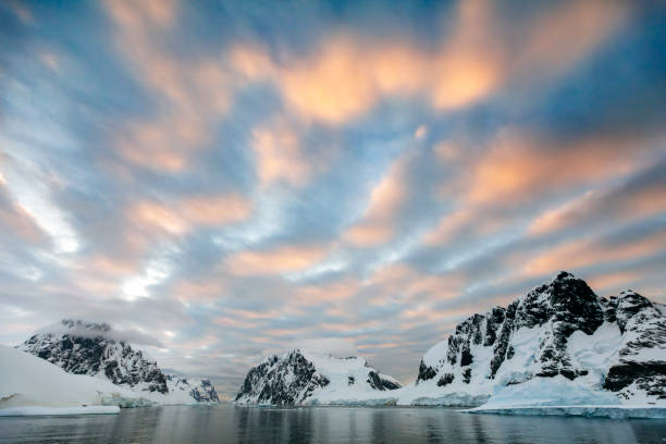 The Lemaire channel is a famous and beautiful narrow passage for ship tourism in Antarctica.