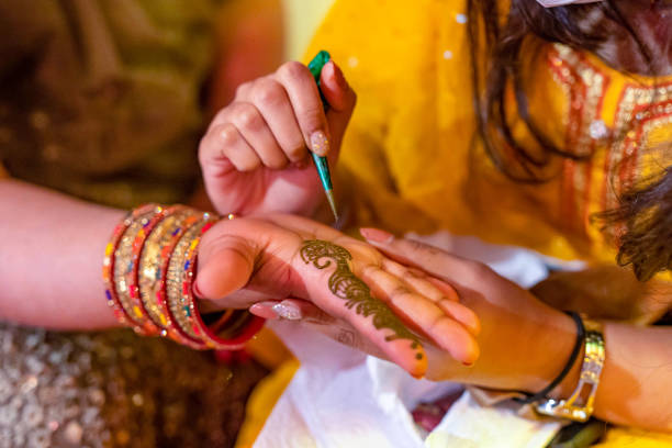 istock Indian bride's wedding henna mehendi mehndi hands close up 2196077565