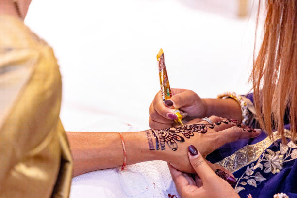 istock Indian bride's wedding henna mehendi mehndi hands close up 2196077569