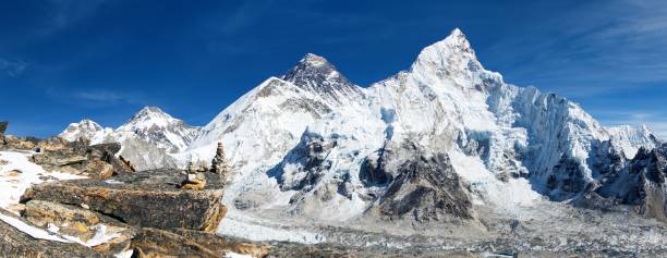 istock Panoramic view of mount Everest and mt Nuptse peak 2196079030