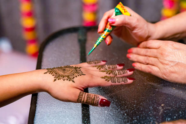 istock Indian bride's wedding henna mehendi mehndi hands close up 2196079763