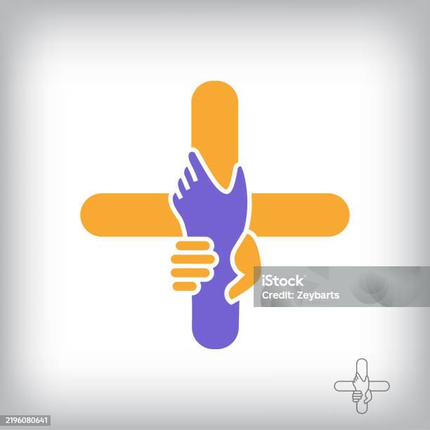 Hand Shake Unique Unique Handshake Plus Sign Design Stock Illustration - Download Image ...
