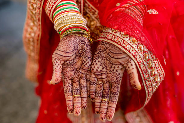 istock Indian bride's wedding henna mehendi mehndi hands close up 2196080959
