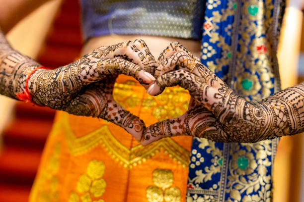 istock Indian bride's wedding henna mehendi mehndi hands close up 2196080971