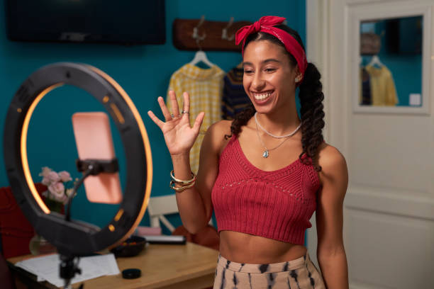 istock Gen Z Blogger Greeting Followers 2196081432