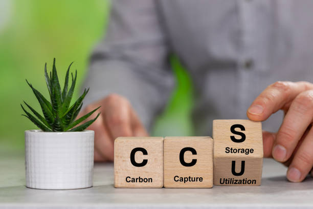 istock Wooden cubes form the symbol CCS (carbon capture storage) and CCU (carbon capture utilization). Environmental Business concept, Net zero action, Save energy, green energy, reduce carbon footprint 2196082887