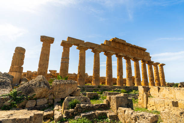 Selinunte, Italy - September 02, 2018: View of the Temple of Hera (Temple E)