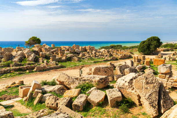 The ancient archeological site of Selinunte by the sea, Selinunte, Trapani, Sicily, Italy, Europe