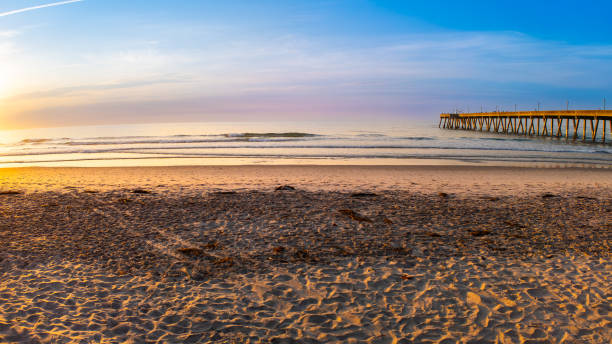 istock Sunrise on a winter beach day 2196088016