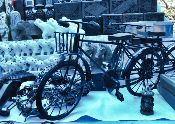 Close-up of bicycle sprocket in neon lighting