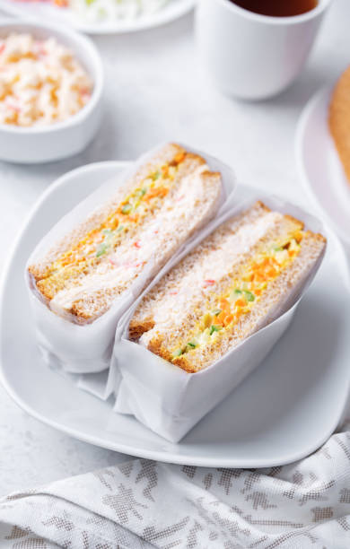 Egg crab salad vegetables japanese sandwich