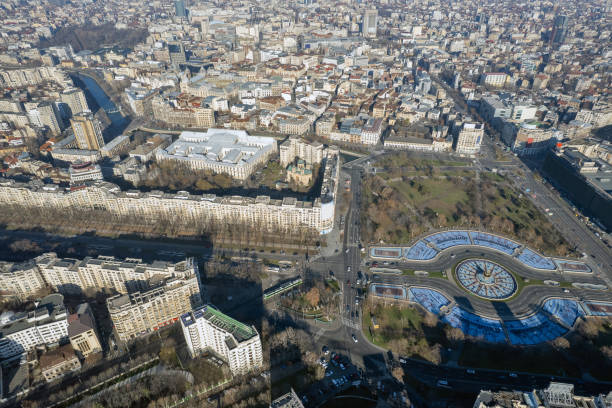 istock Aerial drone view over Bucharest downtown cityscape, Romania. 2196095523