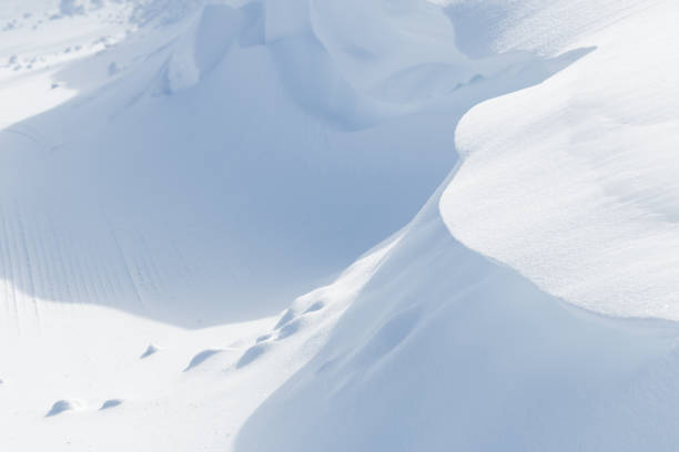 istock Curved edge of bright white winter snowdrift winter landscape 2196111508