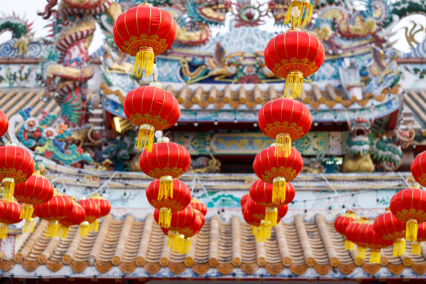 istock Lunar or Chinese new year lanterns decorated around temple, Thailand. 2196115667