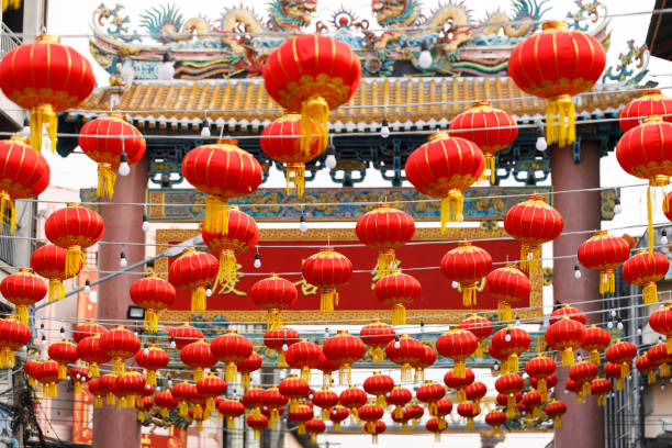 istock Lunar or Chinese new year lanterns decorated around temple, Thailand. 2196115705