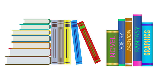 istock Set Illustration of Colorful Books in a Library, isolated 2196116390
